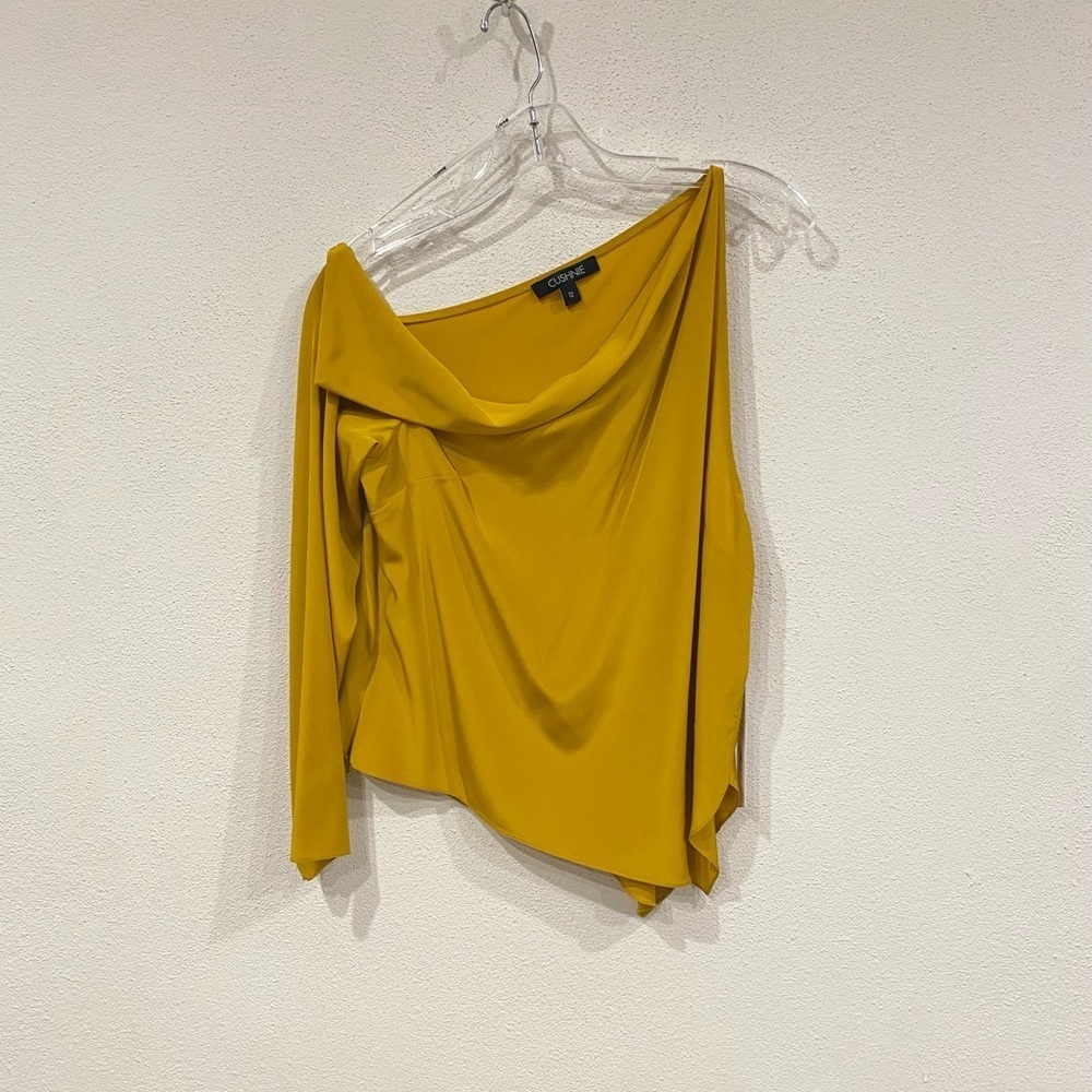 Cushnie Mustard Yellow Drape Blouse